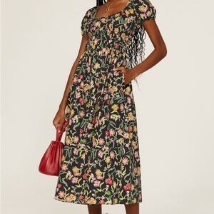 Kate Spade Black Floral Midi Dress